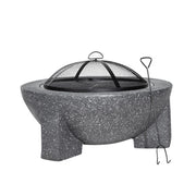 Dellonda Round MgO Fire Pit with BBQ Grill Ø75cm Safety Mesh Screen - Dark Grey Dellonda - Dynamic Drive