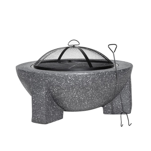 Dellonda Round MgO Fire Pit with BBQ Grill Ø75cm Safety Mesh Screen - Dark Grey Dellonda - Dynamic Drive