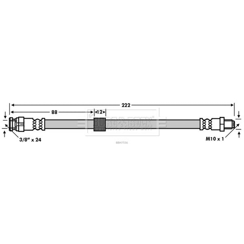 Borg & Beck Brake Hydraulic Hose Line Rear Right BBH7556