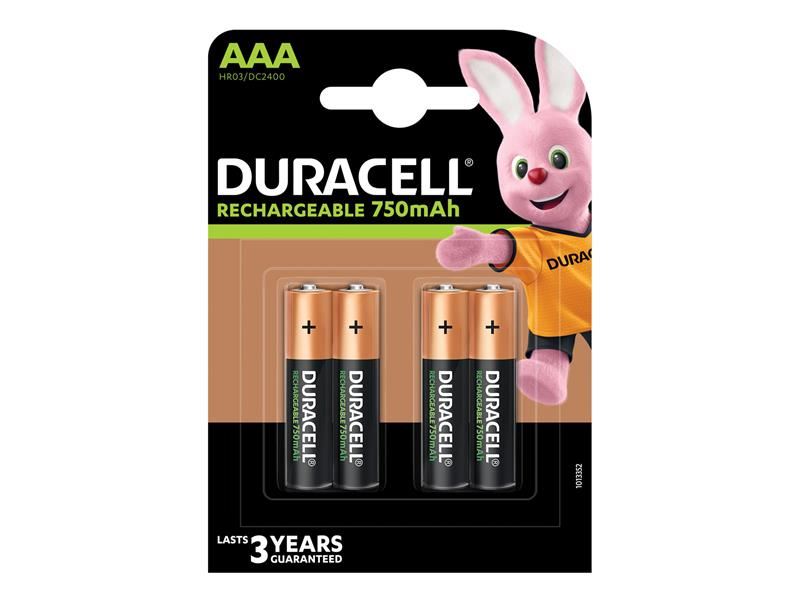 Duracell AAA Cell 750Mah Rechargeable Batteries (Pack 4) Duracell - Dynamic Drive