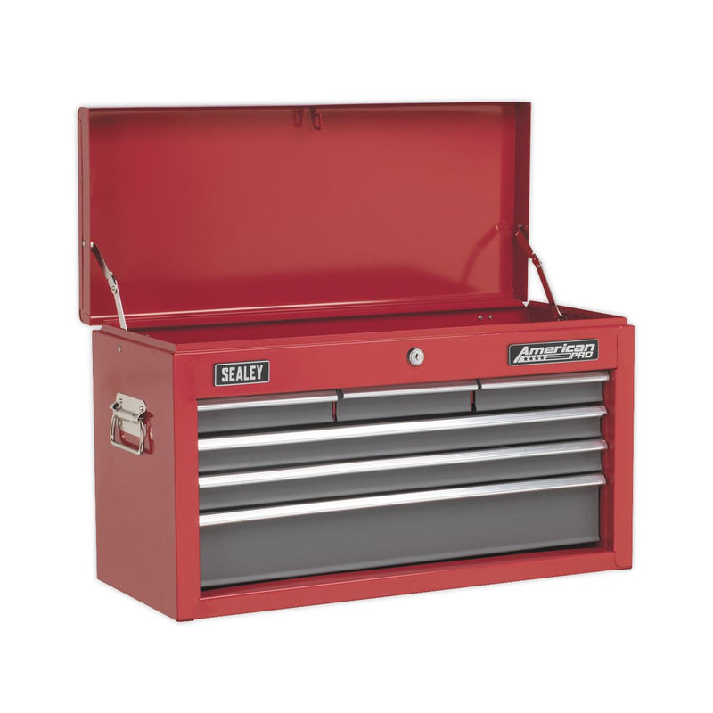 Sealey Topchest 6 Drawer with Ball-Bearing Slides Red/Grey & 98pc Tool Kit Sealey - Dynamic Drive