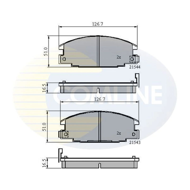 Comline 4 x Front Brake Pad Set fits Bedford Brava 1988-1990 2.2 2.5