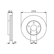 Bosch 2 x Vented Brake Discs
