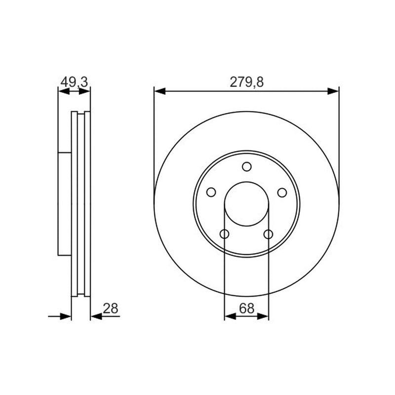 Bosch 2 x Vented Brake Discs