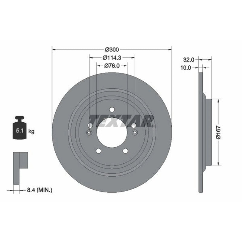 Textar 2 x Solid Rear Brake Discs 92332703-x2
