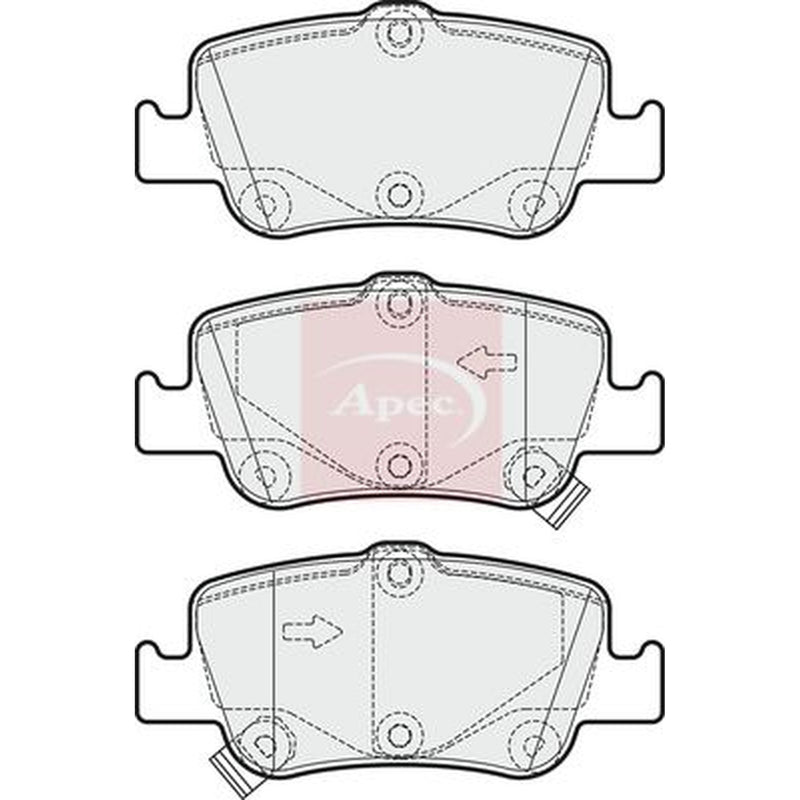 Apec Rear Brake Pad Set fits Toyota Auris 2006-2018 1.2 1.3 1.33 1.4 1.5 1.6