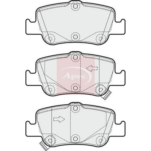 Apec Rear Brake Pad Set fits Toyota Auris 2006-2018 1.2 1.3 1.33 1.4 1.5 1.6