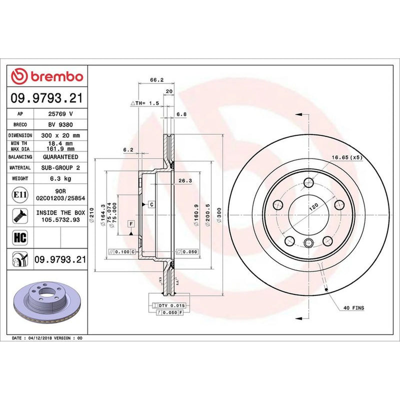 Brembo Rear Brake Internally Vented Discs & Pads fits BMW 3 2005-2013