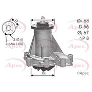 Apec Engine Cooling Water Pump fits Daewoo Korando 1999 on 2.9