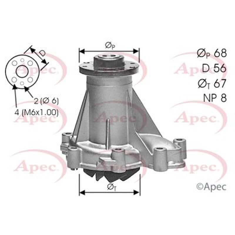 Apec Engine Cooling Water Pump fits Daewoo Korando 1999 on 2.9