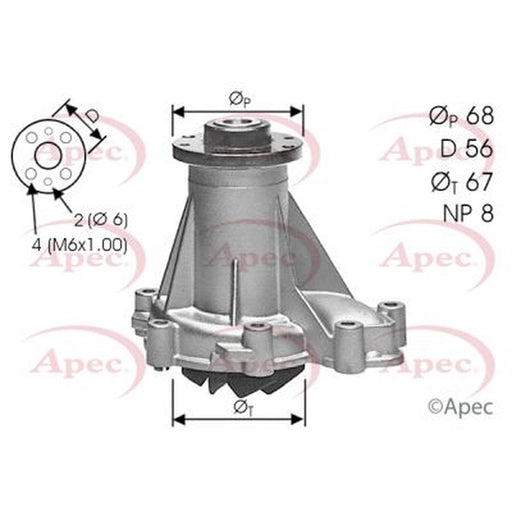 Apec Engine Cooling Water Pump fits Daewoo Korando 1999 on 2.9
