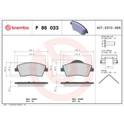 Brembo 4 x Front Brake Pad Set fits Lynk & Co 01 2018-2019