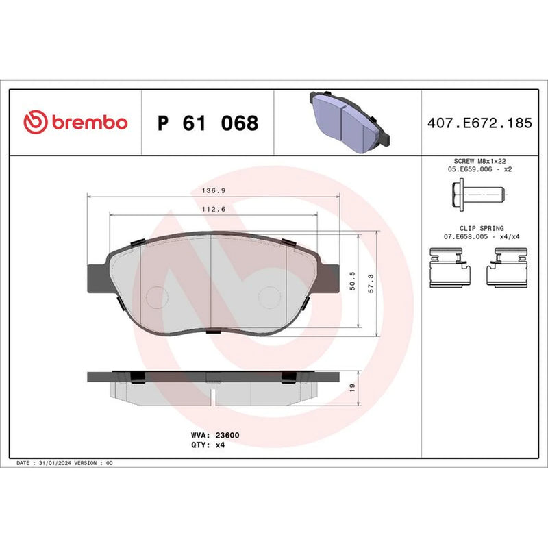 Brembo Front & Rear Pads fits Peugeot 207 Sw 2009-2013 1.6