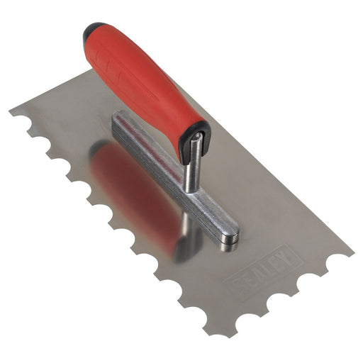 Stainless Steel Semicircle Tooth Trowel Rubber Handle & Aluminium Foot 270mm Sealey - Dynamic Drive