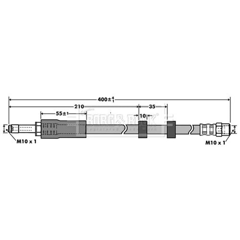 Borg & Beck Brake Hydraulic Hose Line Front Right BBH7390