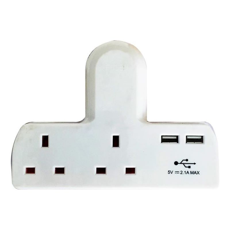 Dencon T-shape Socket 2 Way Adaptor 13A Fused with USB Dencon - Dynamic Drive