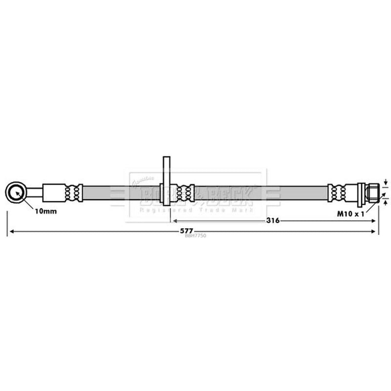 Borg & Beck Brake Hydraulic Hose Line Rear Right BBH7750