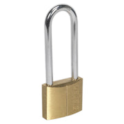 Sealey Brass Body Padlock with Brass Cylinder Long Shackle 40mm S0989 Siegen by Sealey - Dynamic Drive