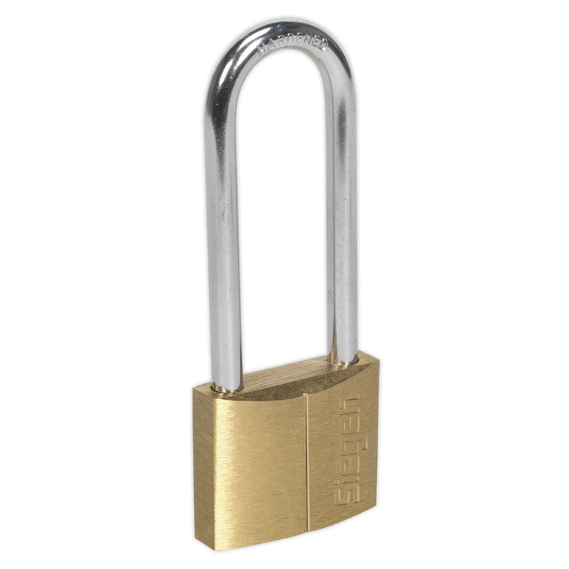Sealey Brass Body Padlock with Brass Cylinder Long Shackle 40mm S0989 Siegen by Sealey - Dynamic Drive