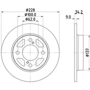 Mintex 2 x Solid Rear Brake Discs MDC2868C-x2