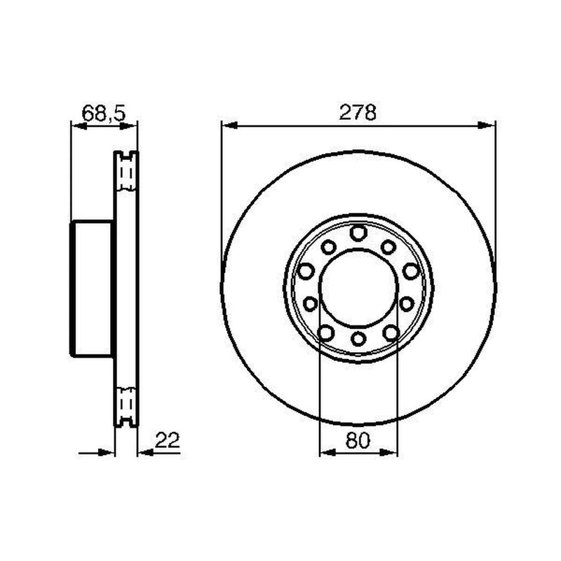 Bosch Front Brake Vented Discs & Pads fits Mercedes-Benz Sl 1980-1985 107.046