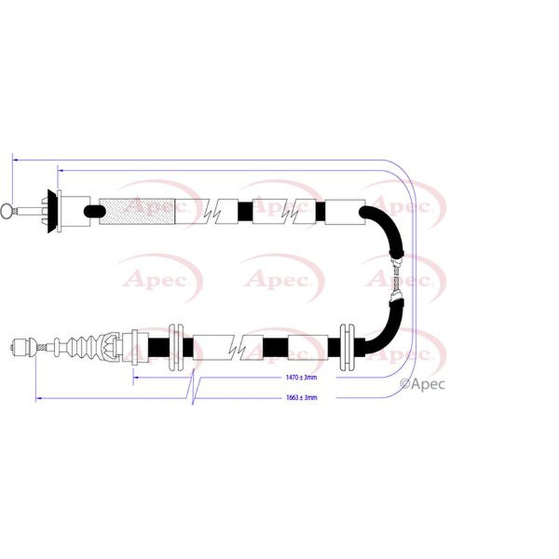Apec Handbrake Cable Right Rear fits Fiat Stilo 2001-2007 1.2 1.6 1.8 1.9 2.4