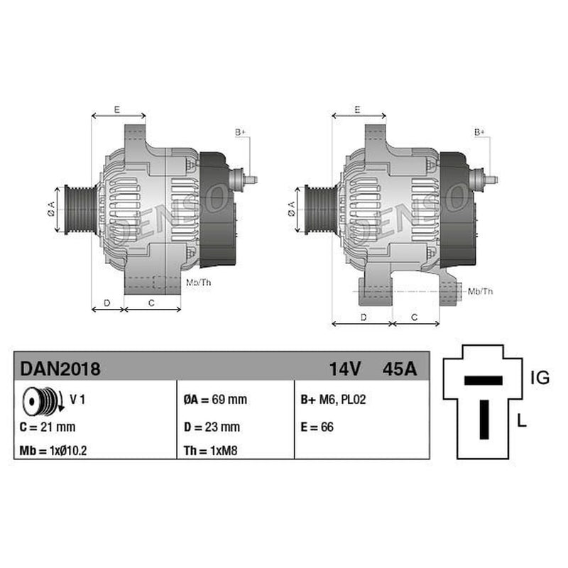 Denso Car Alternator 12V DAN2018