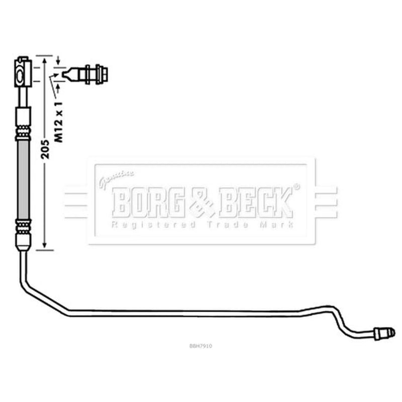 Borg & Beck Brake Hydraulic Hose Line outer BBH7910