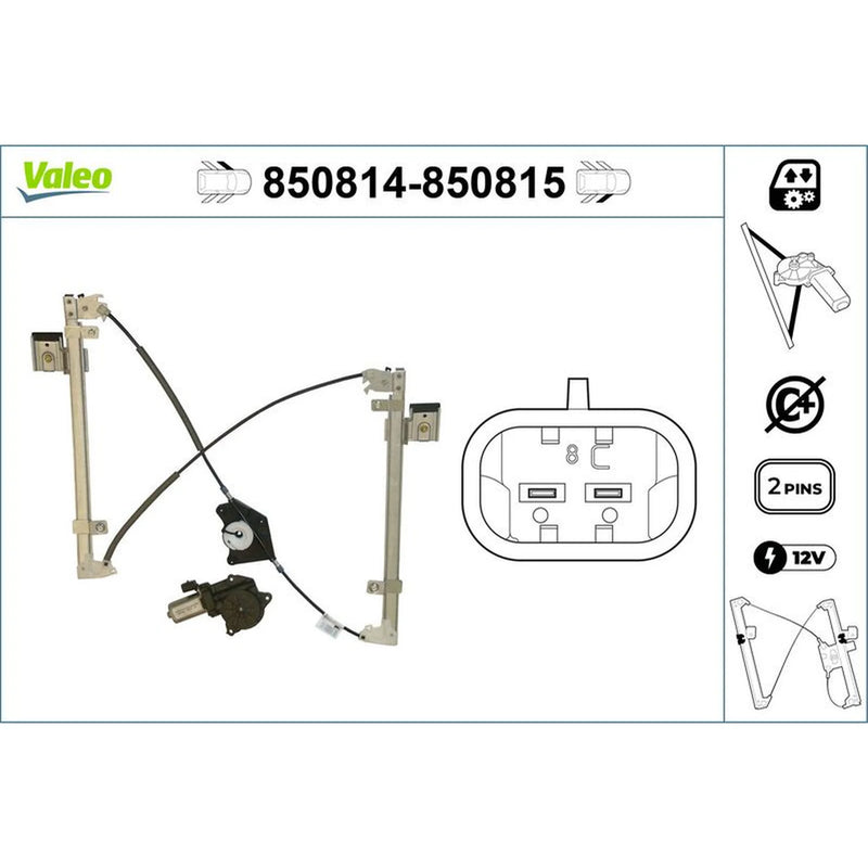 Valeo Electric Window Regulator Lifter Right Front 850815