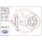 Brembo 2 x Solid Rear Brake Discs 08.6935.11-x2