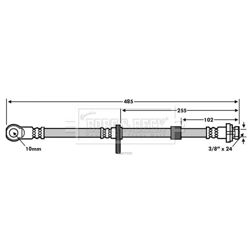 Borg & Beck Brake Hydraulic Hose Line Front Right BBH7555