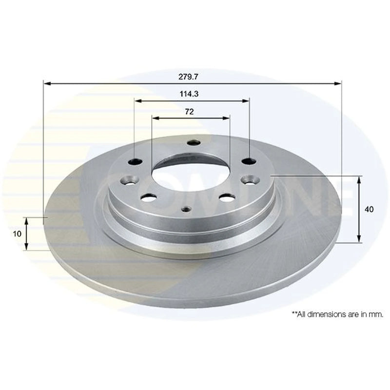 Comline 2 x Solid Rear Brake Discs ADC0450-x2