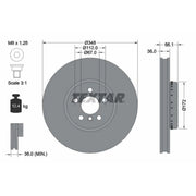 Textar 2 x Front Two-Piece Brake Disc Brake Discs 92288725