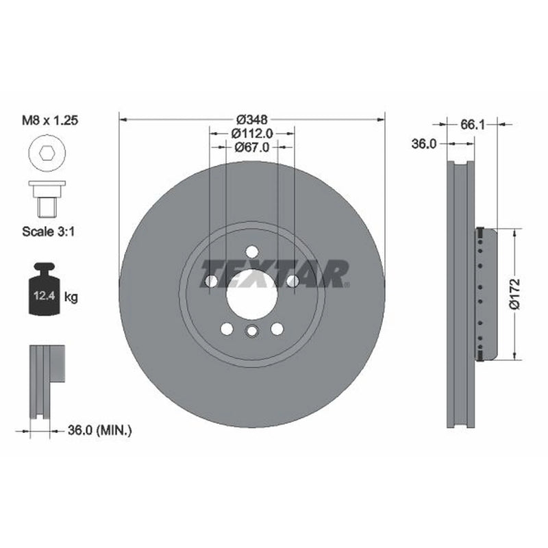 Textar 2 x Front Two-Piece Brake Disc Brake Discs 92288725