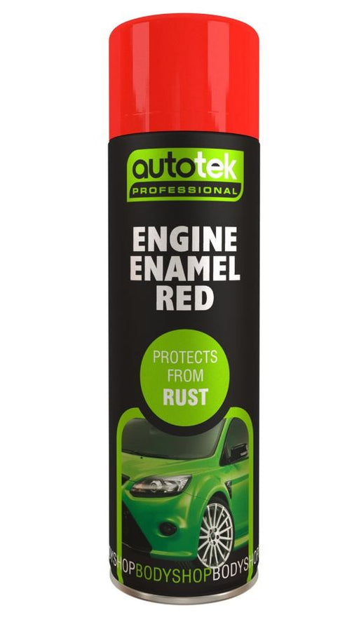 Autotek Engine Enamel Red - 500ml Aerosol Spray On Paint - image 1