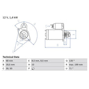 Bosch Starter Motor 12V 1.4kW 10 Teeth 0 986 025 210