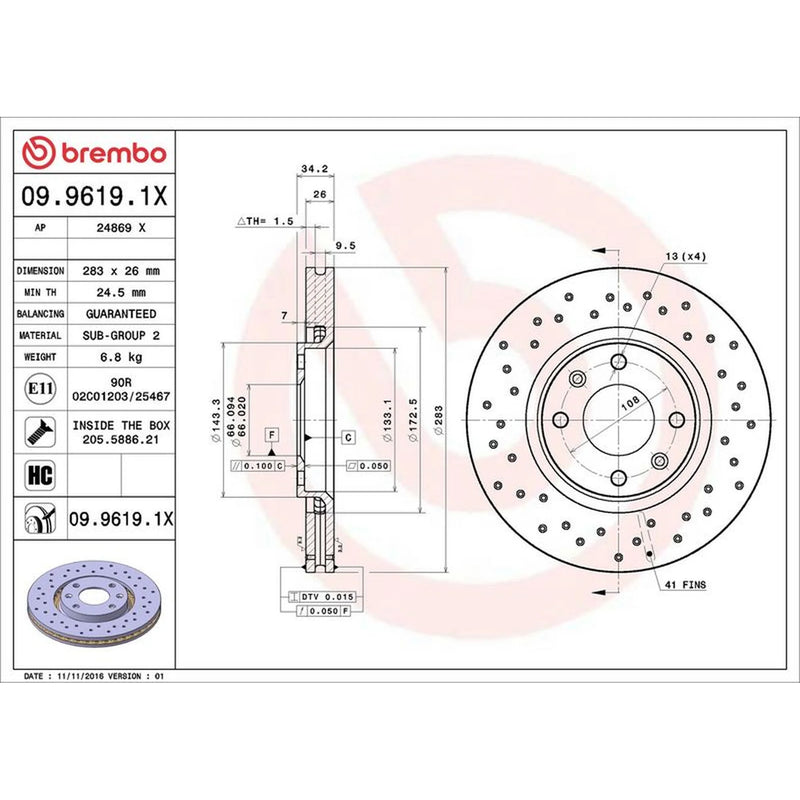 Brembo Xtra Front Brake / Discs & Pads fits Toyota Proace City Verso 2019 on