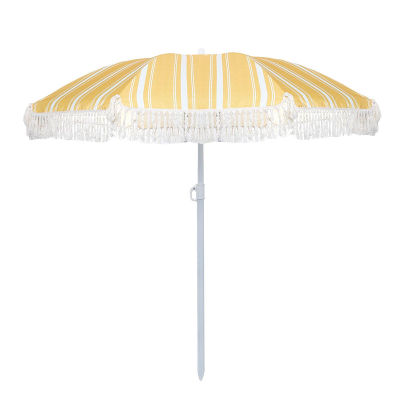 Gardenwize Yellow-Striped Fringed Parasol for Garden / Camping Gardenwize - Dynamic Drive