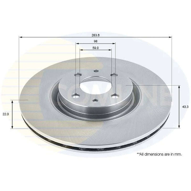 Comline Front & Rear Brake Discs & Pads fits Abarth 500C 2008 on 1.4