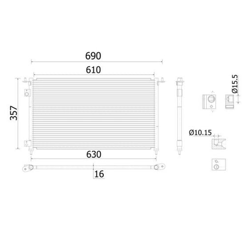 Mahle Air Conditioning Condenser fits Honda Civic VII 2001-2005 2.0