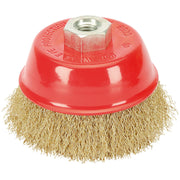 Draper Brassed Steel Crimped Wire Cup Brush, 100mm, M14 41445 Draper - Dynamic Drive