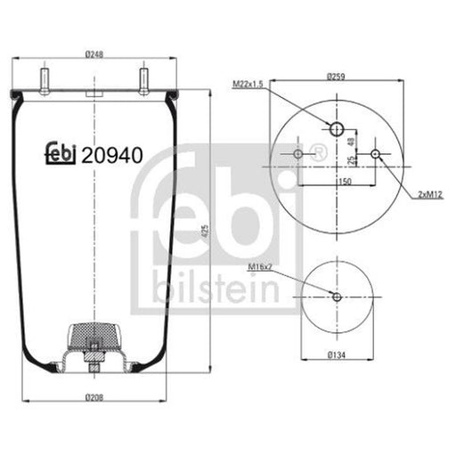 Febi Air Suspension Bellow 260mm 20940