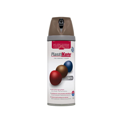 Plastikote Twist & Spray Satin Chocolate Brown 400ml PlastiKote - Dynamic Drive