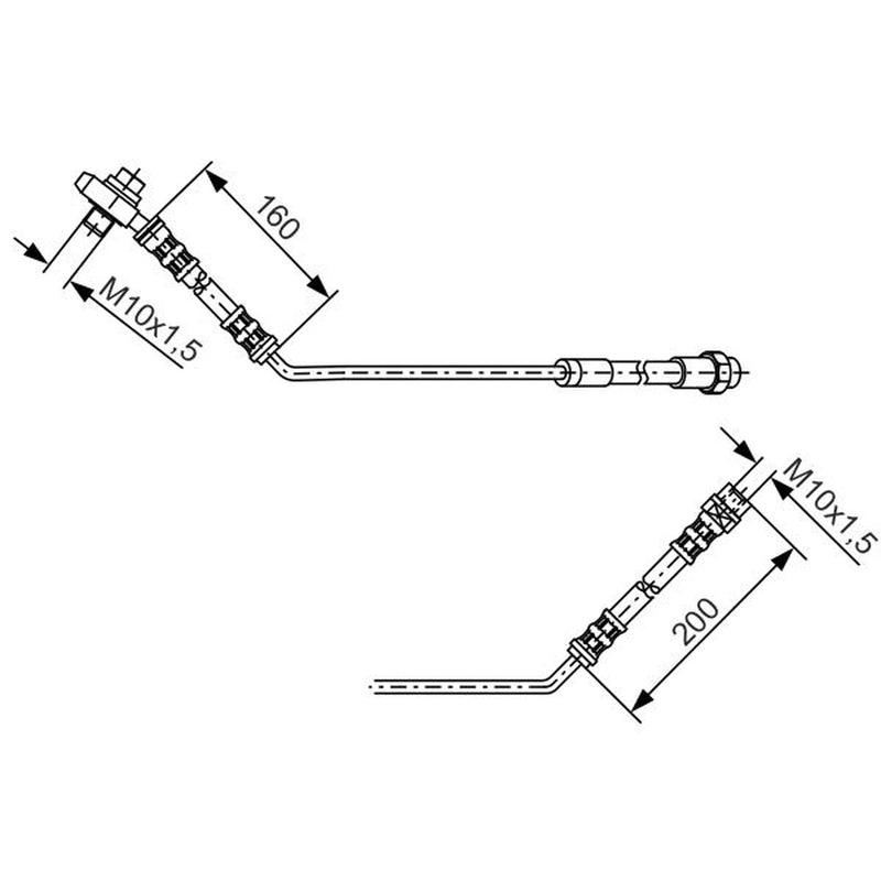 Bosch Brake Hydraulic Hose Line Rear Left fits BMW X5 2000-2006 3.0 4.4 4.6 4.8