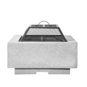 Dellonda Square Fire Pit with BBQ Grill Safety Mesh Screen Fire Poker Light Grey Dellonda - Dynamic Drive