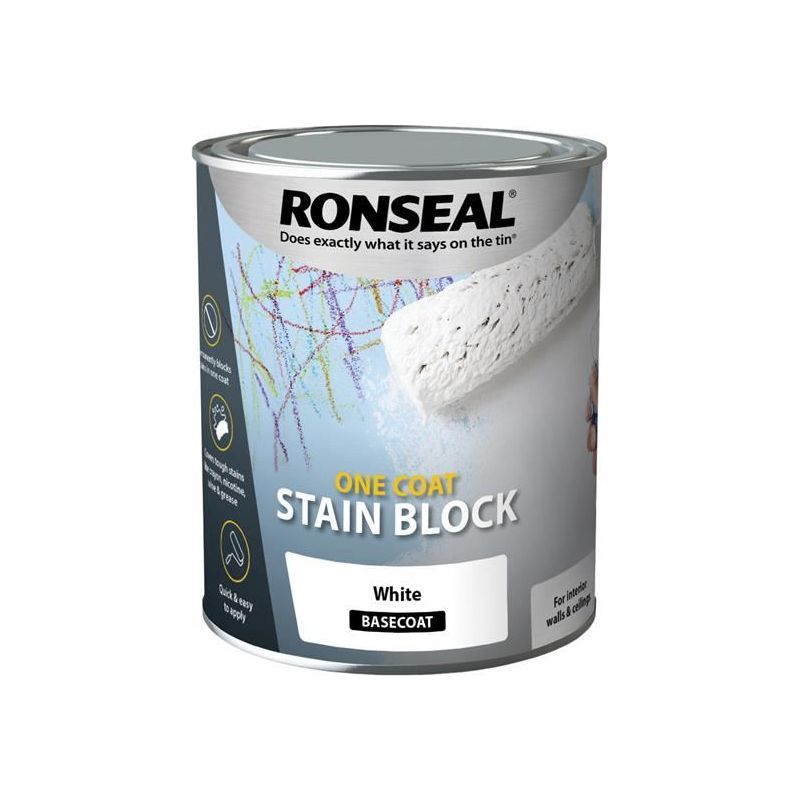 Ronseal One Coat Stain Block White 2.5 litre Ronseal - Dynamic Drive