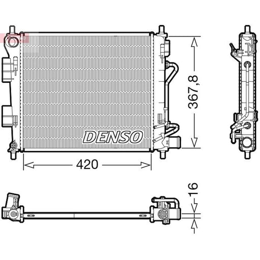 Denso Engine Radiator fits Hyundai I10 II 2013-2019 1.0 1.2