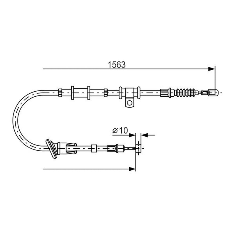 Bosch Handbrake Cable Left Rear fits Mitsubishi Space Star 1998-2004