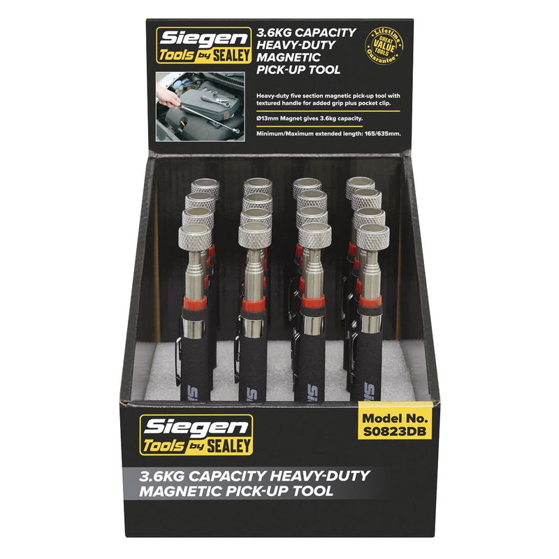 Seigen by Sealey Heavy-Duty Magnetic Pick-Up Tool 3.6kg Cap Display Box of 16 Seigen by Sealey  - Dynamic Drive