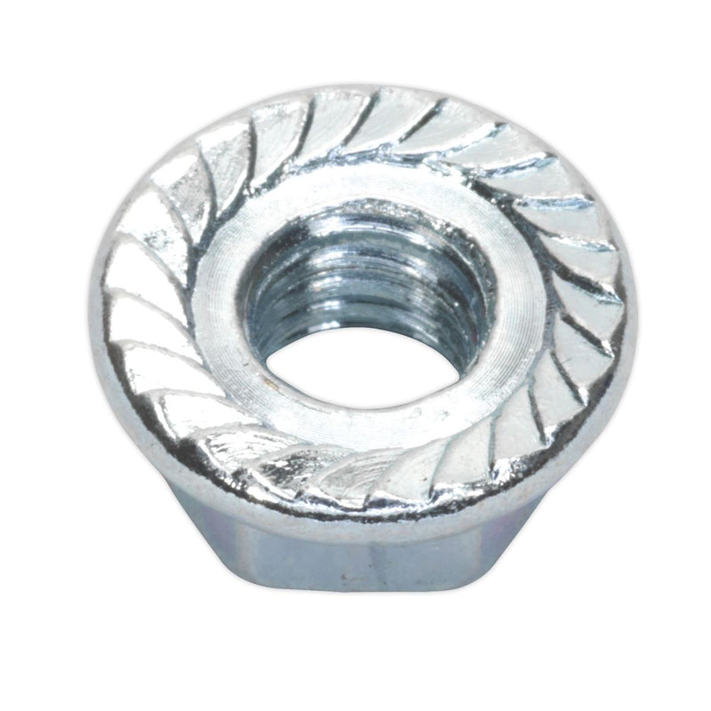Sealey Flange Nut Serrated M8 Zinc DIN 6923 Pack of 100 FN8 Sealey  - Dynamic Drive